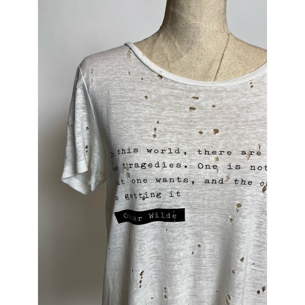 Distressed Oscar Wilde Quote Graphic Tee by Forever 21 Sz M